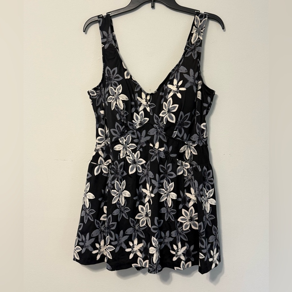 Floral Black Swim Suit